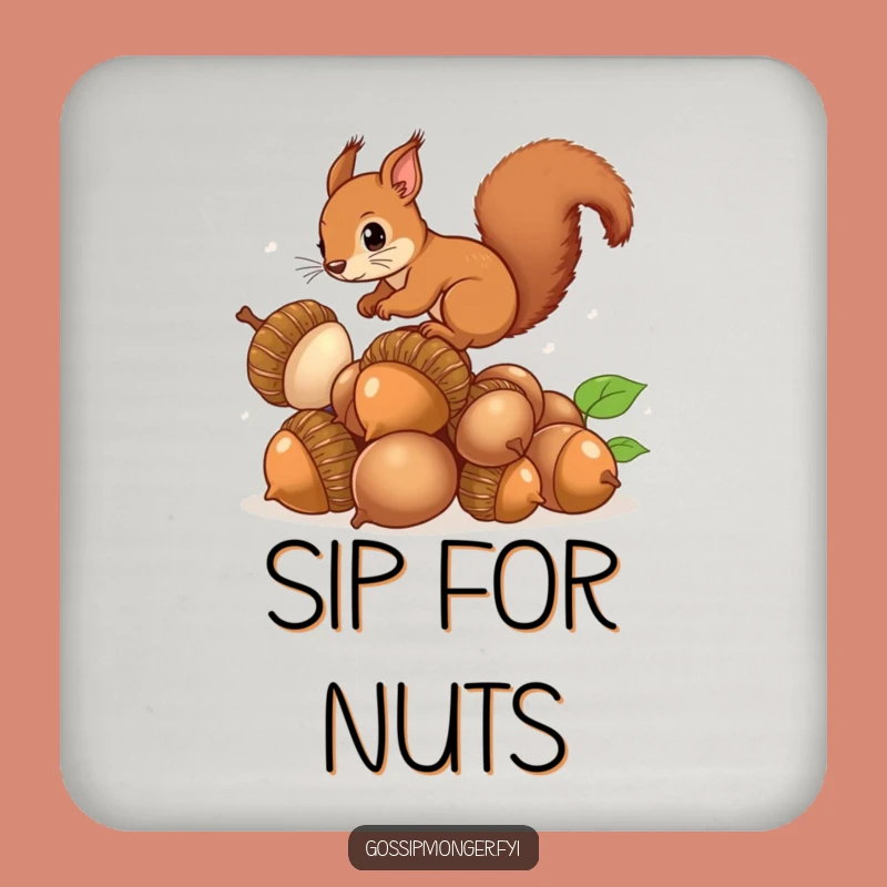 Funny Squirrel Acorns Coaster: Protects Surfaces Curious Balance, Perfect Funny Gift for Tables