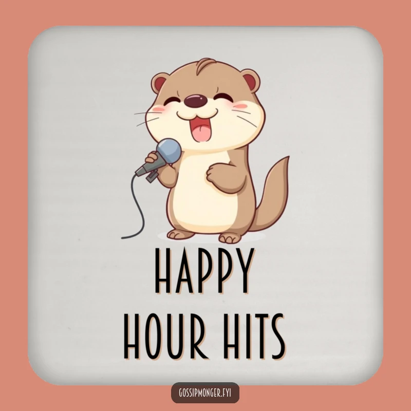 Funny Otter Coaster Set: Giggling Singer Otters, a Hilarious Music Lover Gift