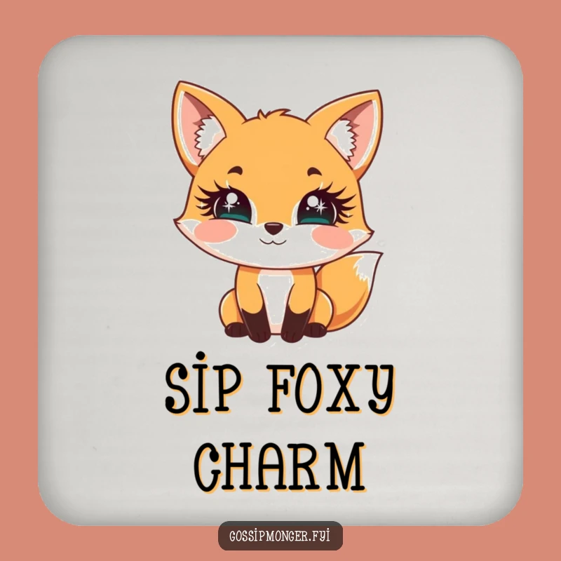 Funny Fox Sparkle Lashes Coaster Set - Flirty Table Protection Gift