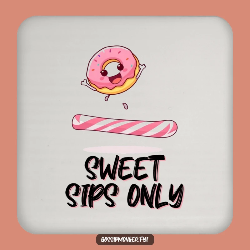 Funny Donut On Candy Cane Coaster - Hilarious Sweet Treat Protection for Surfaces