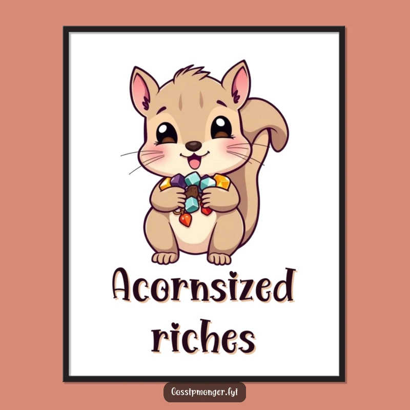 Funny Squirrel Art Print - Mischievous Trinket Collector Poster Gift