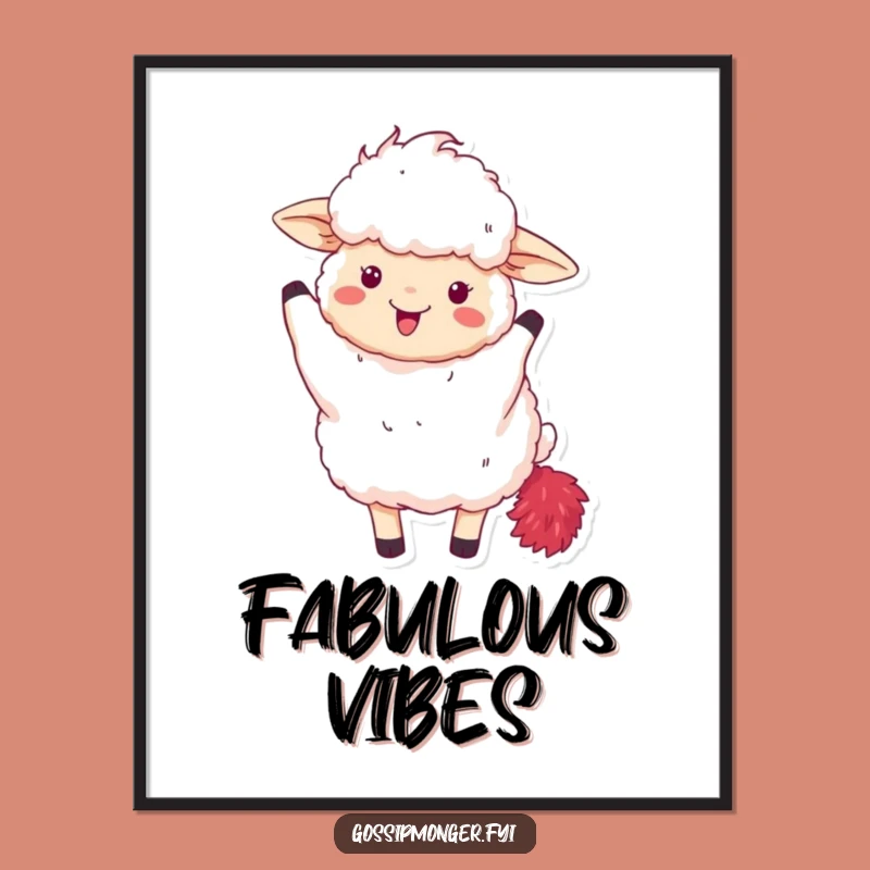 Funny Fluffy Sheep Poster - Add Diva Glam to Your Walls - Perfect Funny Gift