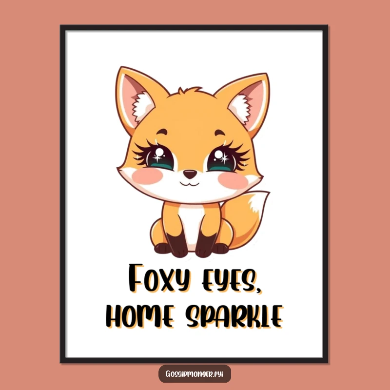 Funny Fox Sparkle Lashes Poster - Flirty Wall Art Gift