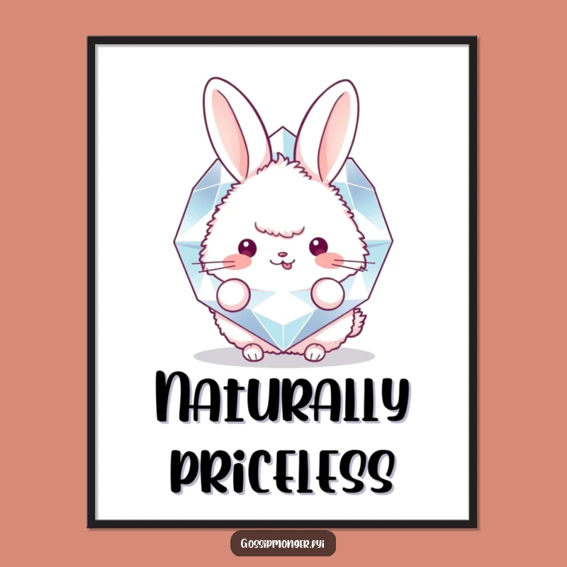 Funny Bunny Diamond Poster: Whimsical Fluffy Rabbit Wall Art