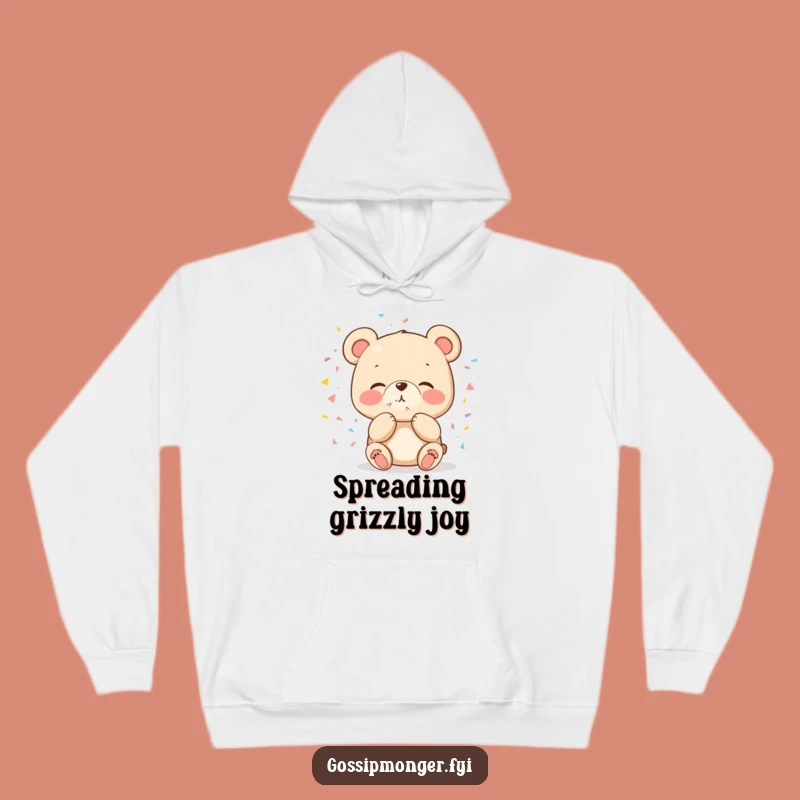 Cozy Funny Bear Confetti Hoodie - Warm Hugs & Party Vibes Gift