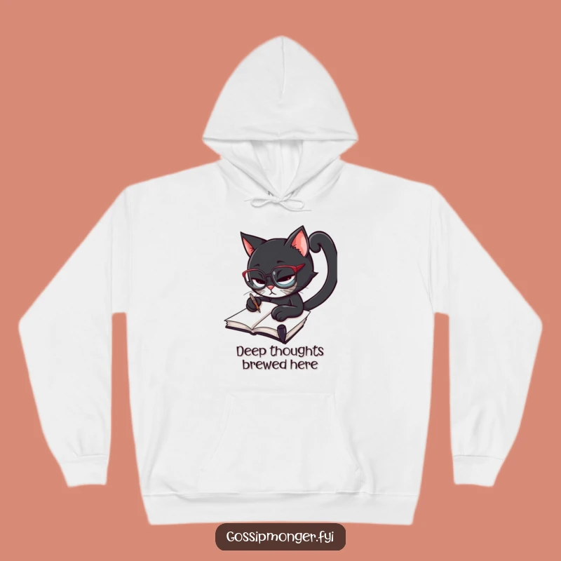 Cozy Funny Cat Scholar Hoodie: Warm & Witty Writer Apparel Gift