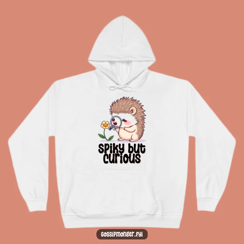 Funny Hedgehog Magnifying Flower Hoodie - Cozy & Hilarious Nature Lover's Gift