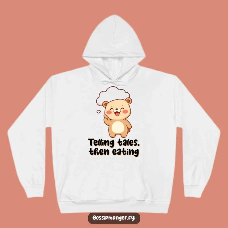 Funny Kawaii Bear Cloud Gossip Hoodie, Cozy Giggling Bear Lover Gift