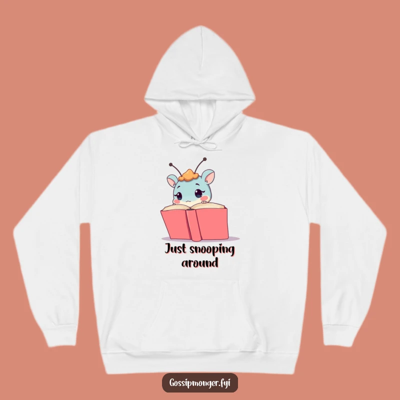 Funny Curious Creature Hoodie - Cozy Peek-a-Boo Book Lover's Humorous Sweatshirt
