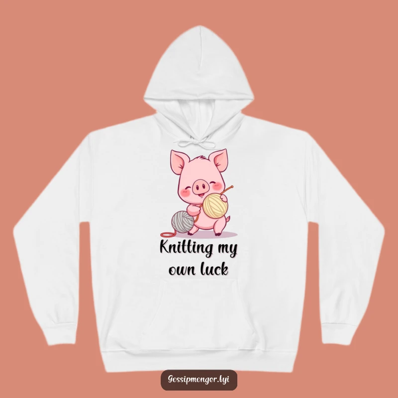 Funny Piglet Hoodie - Cozy Yarn Ball Character Sweatshirt Gift