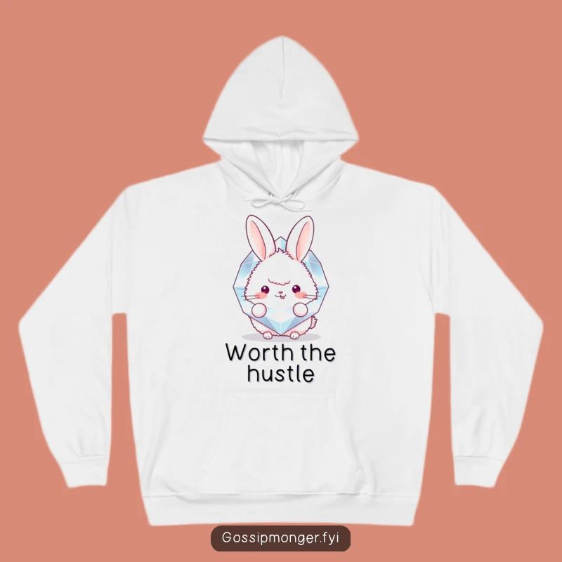 Funny Fluffy Bunny Diamond Hoodie: Cozy Peek-a-Boo Sweatshirt