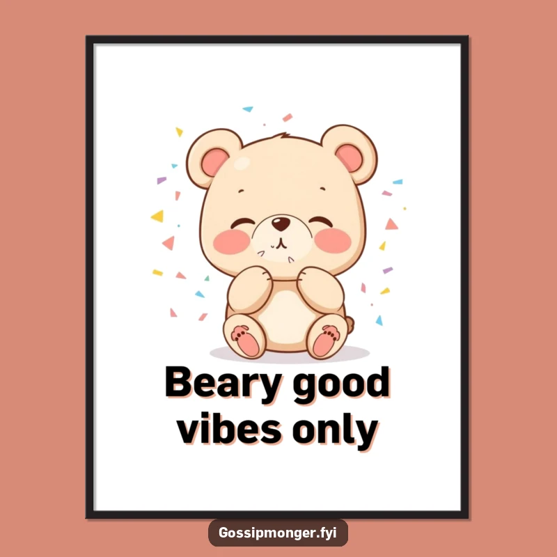 Free Printable Bear Wall Art: Cute Kiss Confetti Downloadable Decor