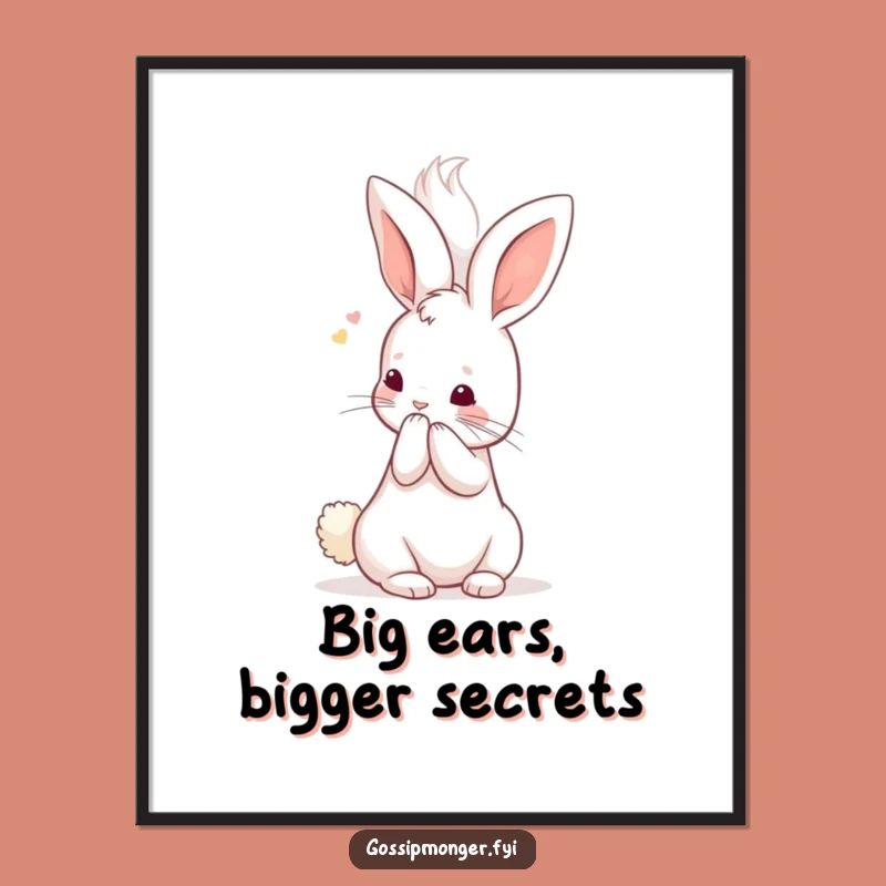Funny Free Printable Kawaii Rabbit Art - Downloadable Whimsical Wall Decor Gift