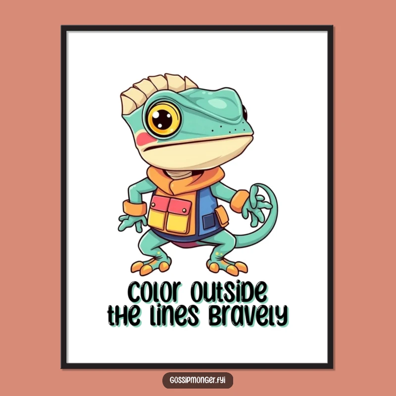 Free Printable Chameleon Wall Art: Funny Fashionista Vibrant Downloadable Decor