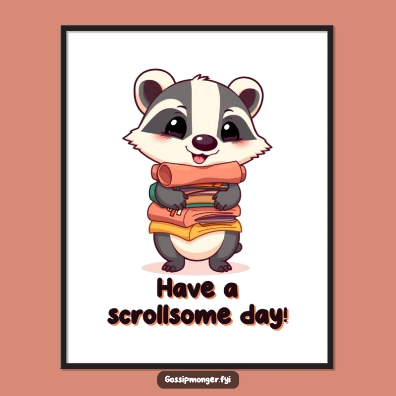 Free Printable Wall Art: Badger Gossip Scrolls Funny Decor Downloadable Art