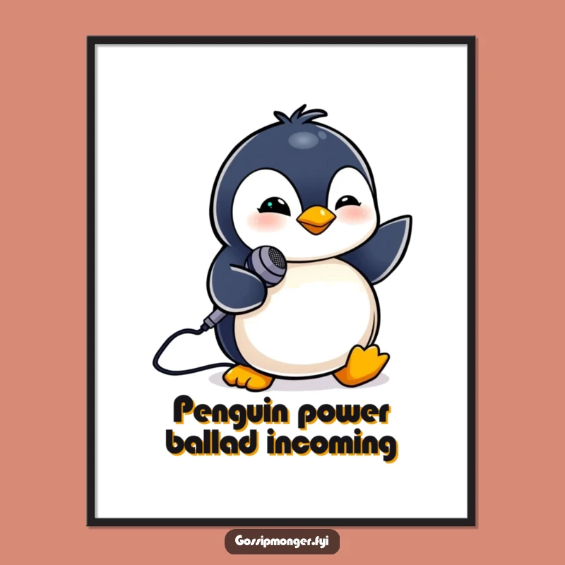 Free Printable Wall Art: Penguin Performer, Funky Downloadable Decor for Music Lovers