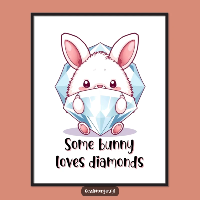 Funny Free Printable Wall Art: Bunny Diamond Quirky Downloadable Decor