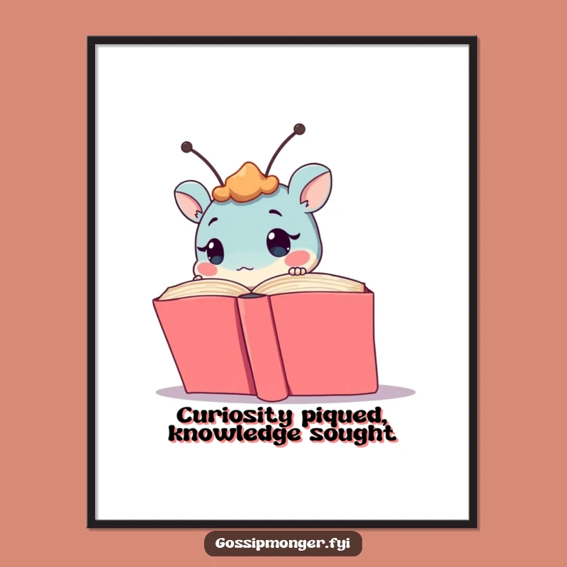 Funny Free Printable Wall Art: Creature Peeks From Book Quirky Downloadable