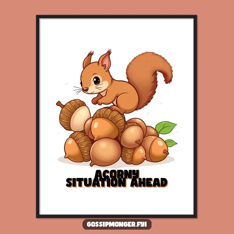 Funny Free Printable Wall Art: Squirrel's Acorn Balance - Whimsical Downloadable Decor