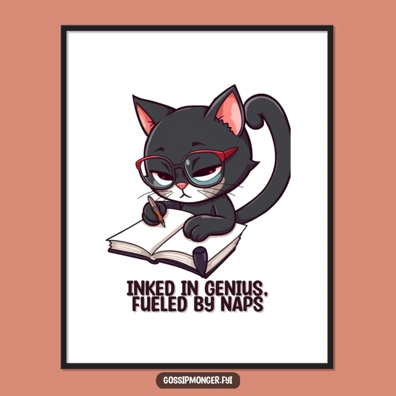 Funny Black Cat Scholar Printable Wall Art - Free Downloadable Humorous Decor