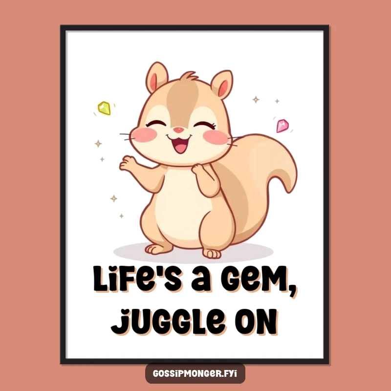 Whimsical Free Printable Kawaii Squirrel Art - Juggling Gems Downloadable Decor