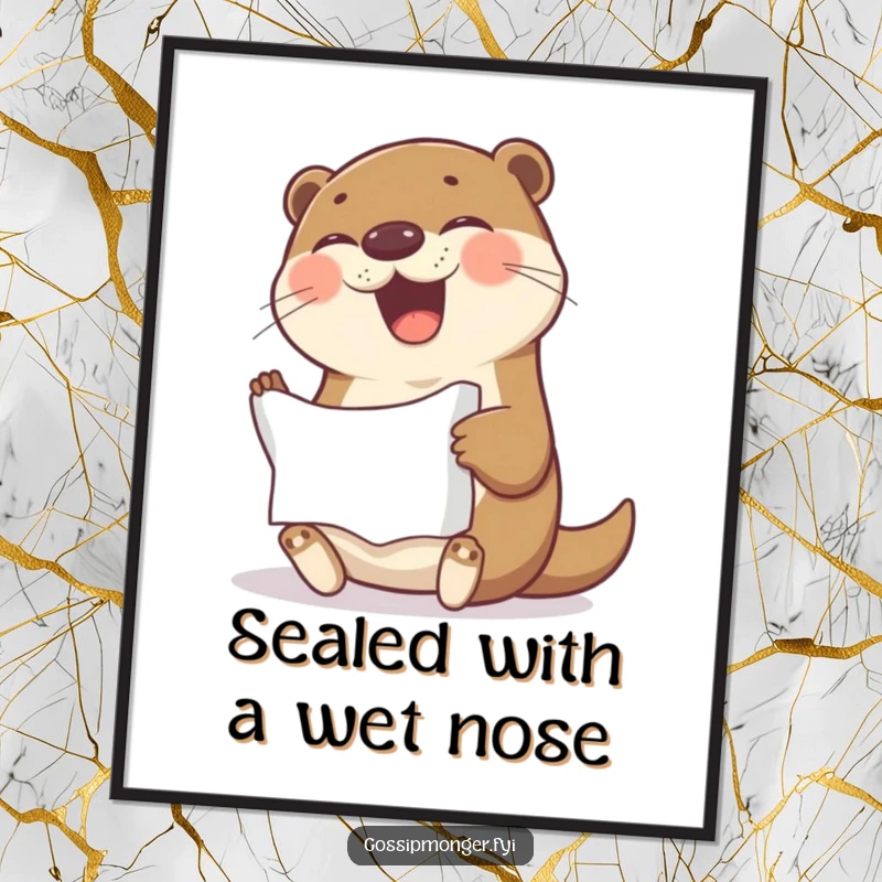 Funny Free Printable Wall Art: An otter in stitches, giggling uncontrollably while clutching a crumpled piece of paper.
