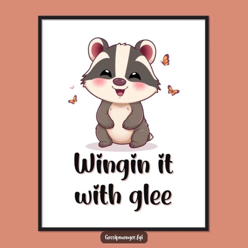 Free Printable Wall Art: Funny Badger Gossip Wings, Humorous Downloadable Decor!