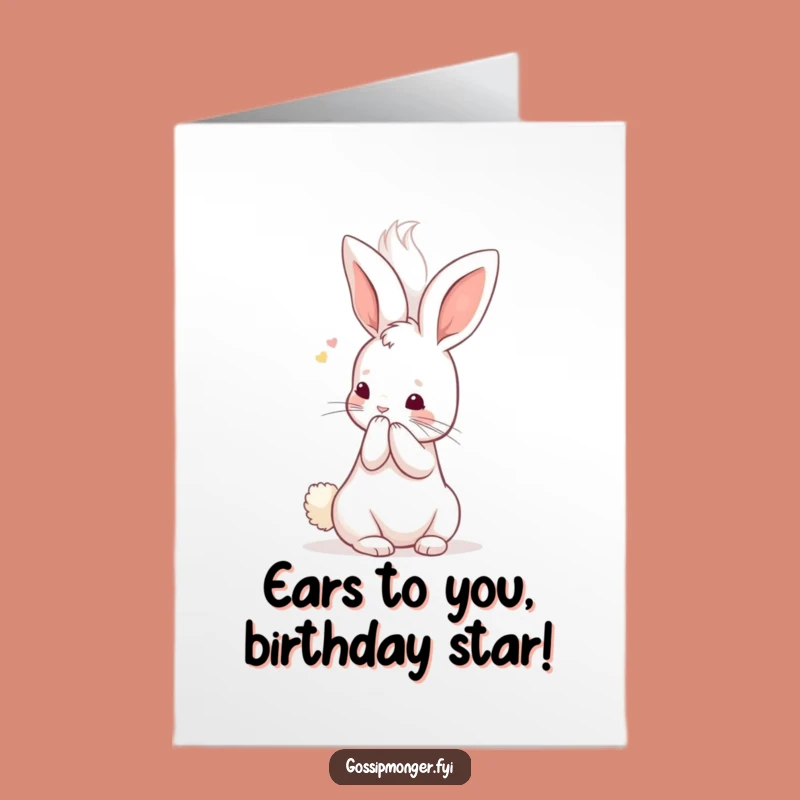 Funny Free Printable Kawaii Rabbit Birthday Card - Downloadable Secret Whisper Gift