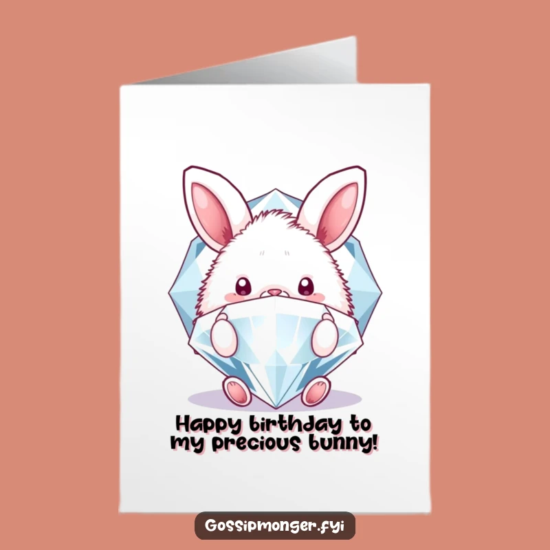 Free Printable Birthday Card: Bunny Diamond Funny Downloadable Greeting