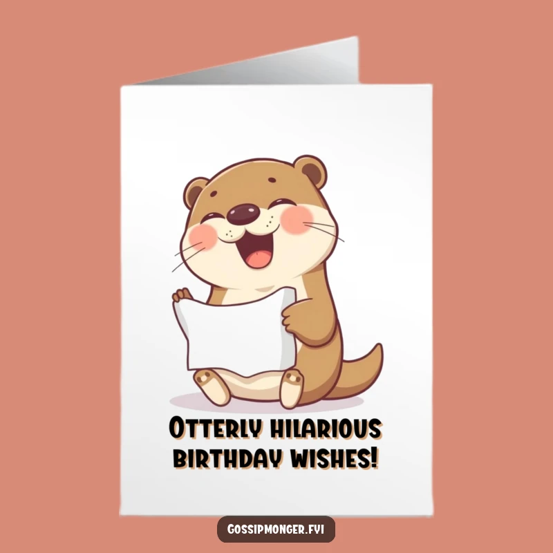 Free Printable Birthday Card: Funny Otter Giggle Design, Perfect Downloadable Gift