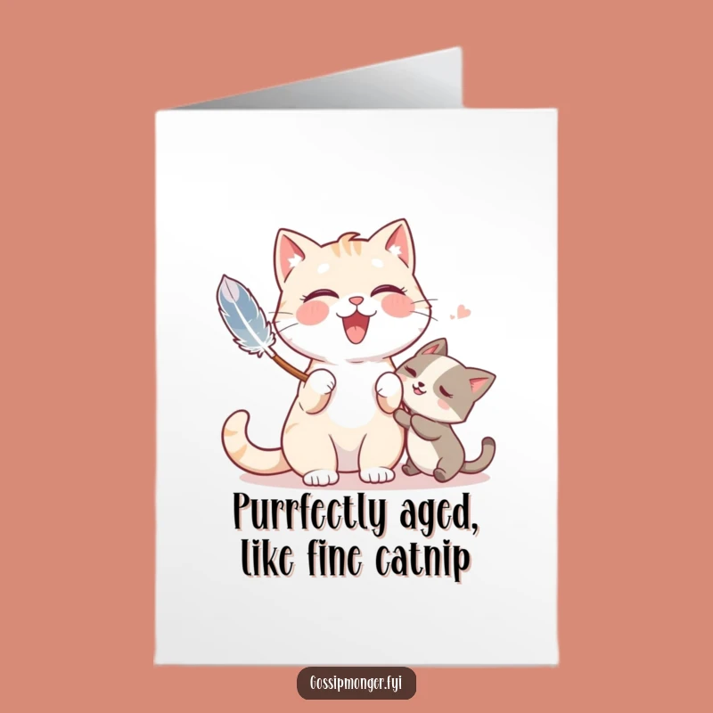 Free Printable Birthday Card: Giggling Cat Tickles Funny Downloadable Gift for Fun