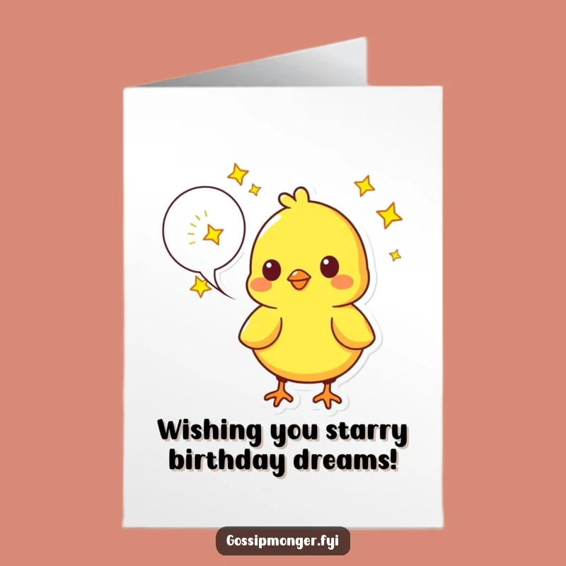 Free Printable Birthday Card: Starry Chick Wishes, Downloadable Funny Gift