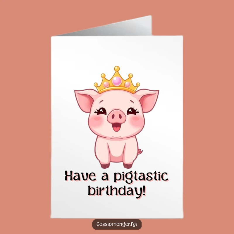 Funny Piglet Birthday Card: Bubble Crown Delight Free Printable Download