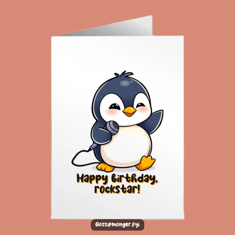 Free Printable Birthday Card: Singing Penguin, Fun Downloadable Gift for a Star