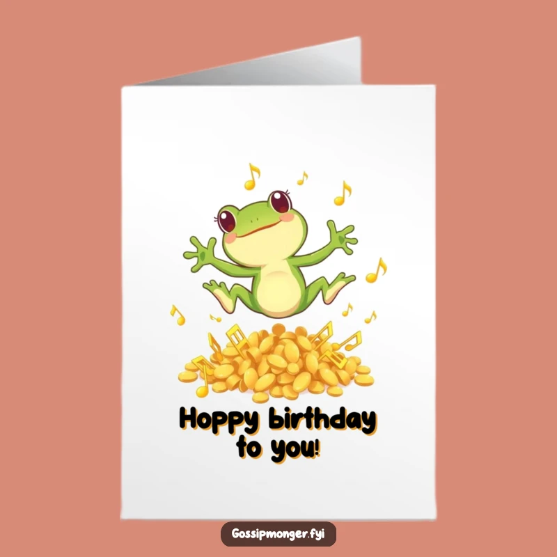 Funny Frog Birthday Card: Leaping Musical Notes Free Printable Download
