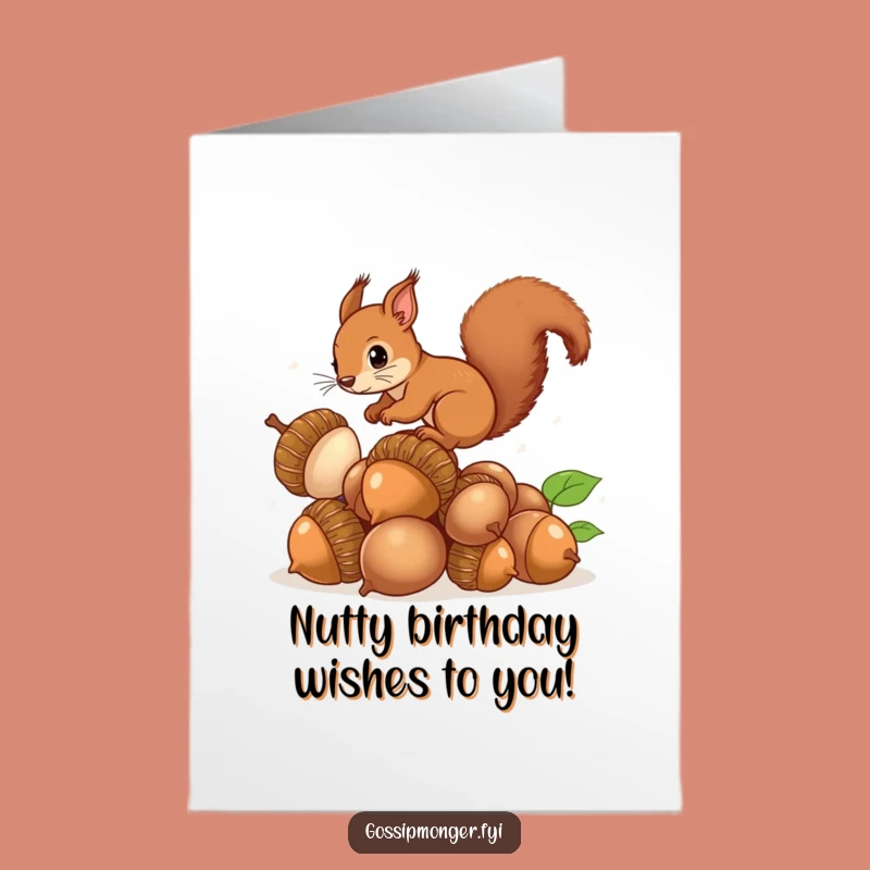 Funny Free Printable Birthday Card: Squirrel's Acorn Stack - Hilarious Downloadable Fun