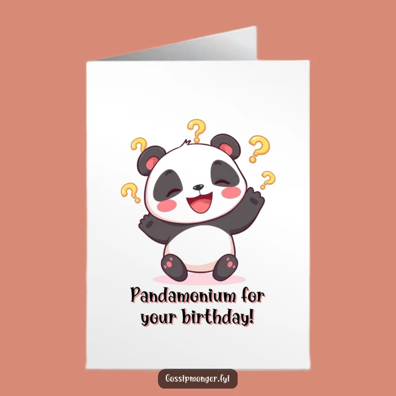 Funny Printable Birthday Card: Giggling Panda Juggling Questions Free Printable Download