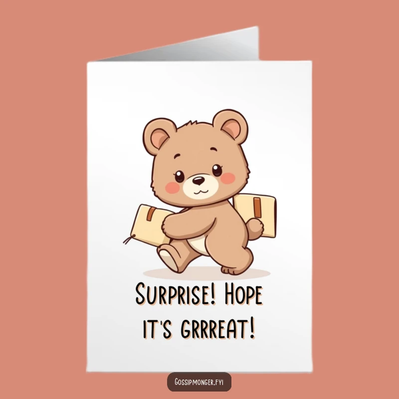 Free Printable Funny Birthday Card: Bear Cub's Secret Gift, Hilarious Downloadable Card for Friends