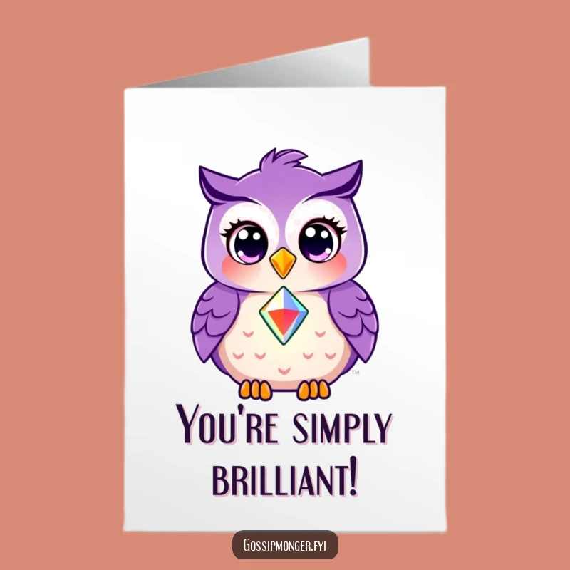 Congrats Card Free Printable: Owl Shares Gem Downloadable Message