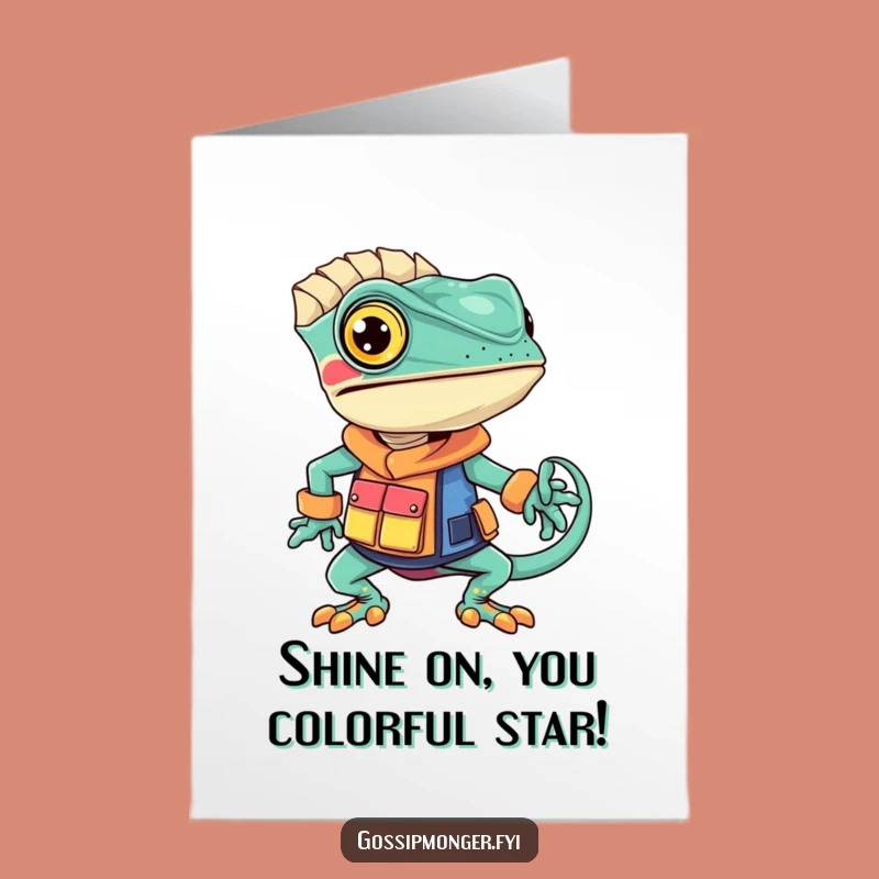 Free Printable Chameleon Congratulations Card: Funny Style Star Downloadable Gift