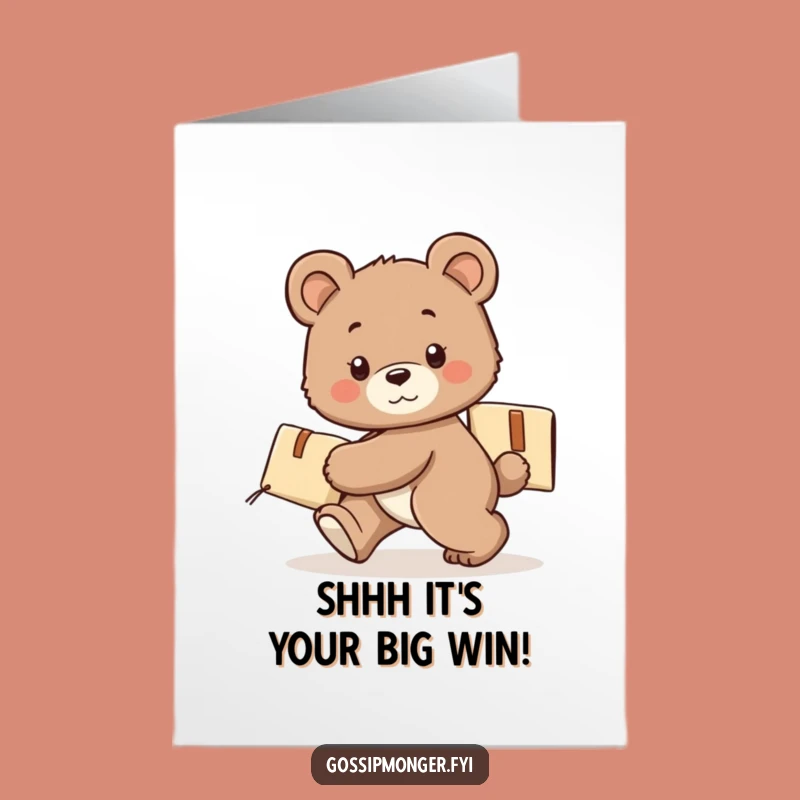 Free Printable Congrats Card: Bear Cub's Secret Package, Funny Downloadable Greeting for Achievements