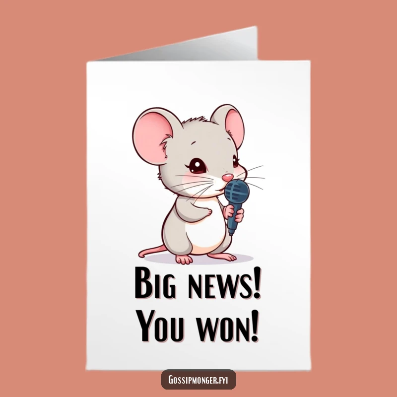 Free Printable Congrats Card: Mouse Microphone Secret, Funny Downloadable for Shared News