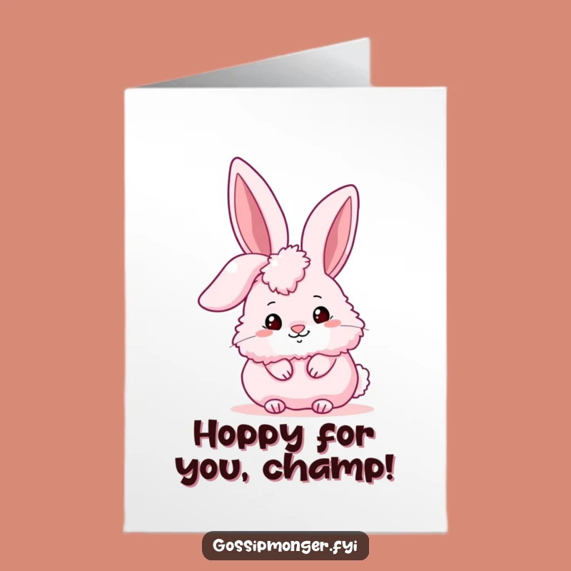 Free Printable Congrats Card: Bunny Peeking, Secret Ear, Cheers!