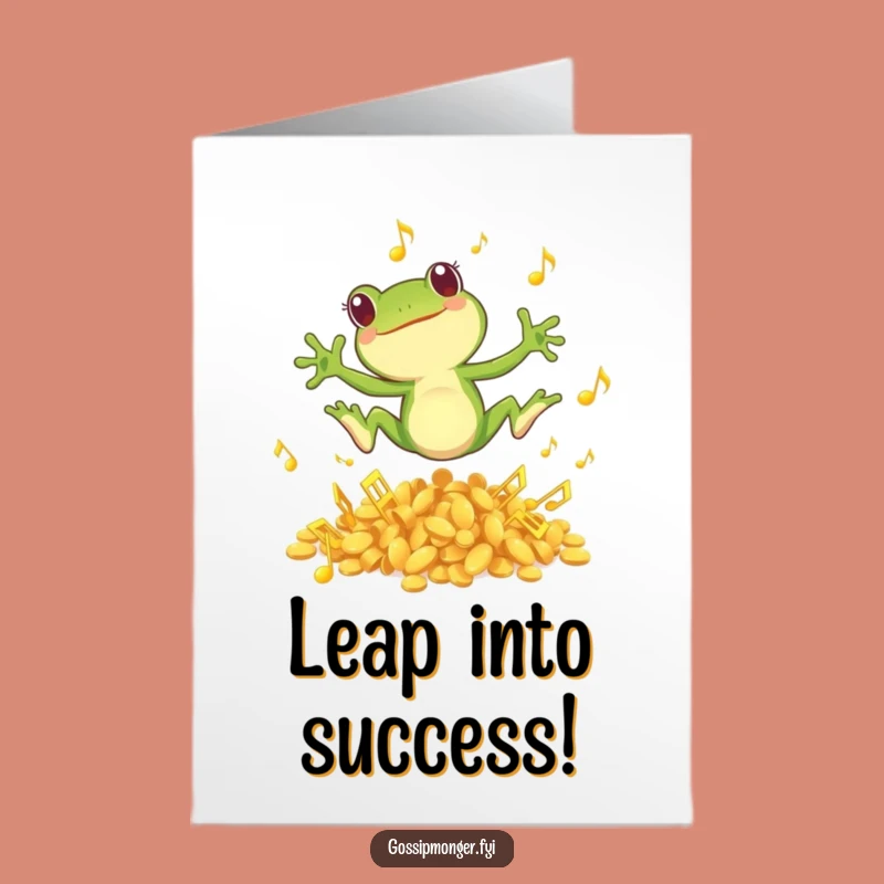 Congrats Card Free Printable: Frog Leaping Musical Notes Download