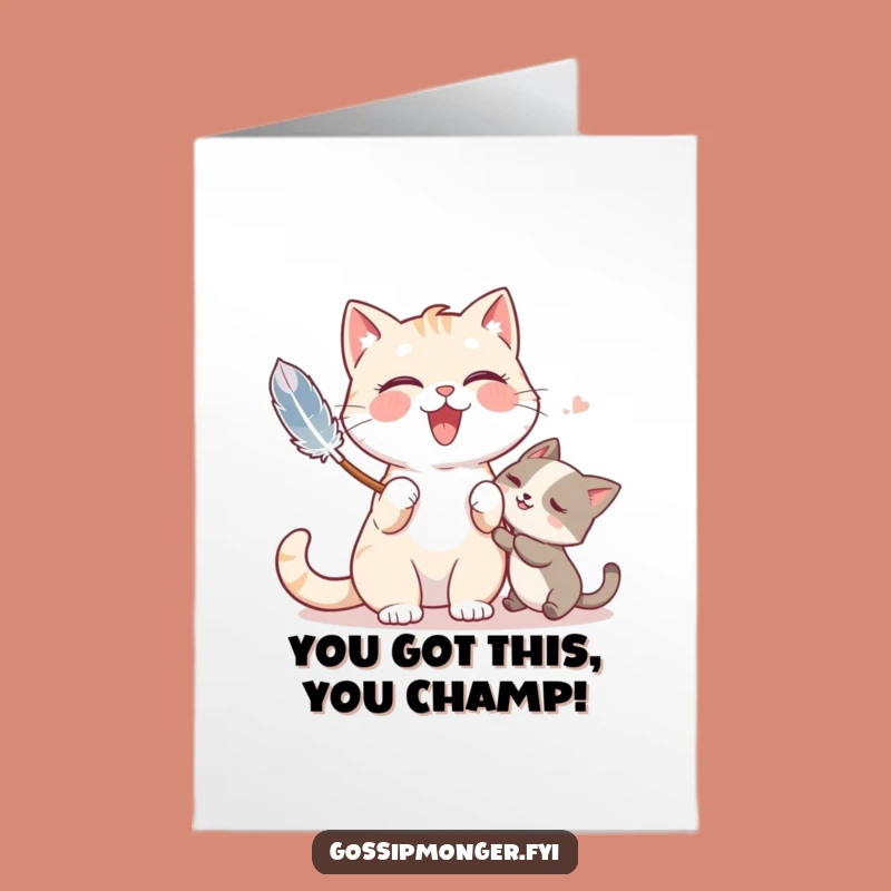 Free Printable Congrats Card: Giggling Cat Tickles Funny Downloadable Gift for Joy