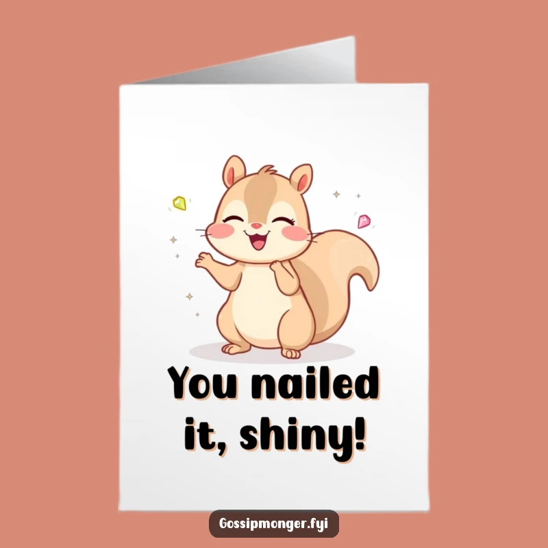Sparkling Free Printable Kawaii Squirrel Congrats Card - Downloadable Fun Gift
