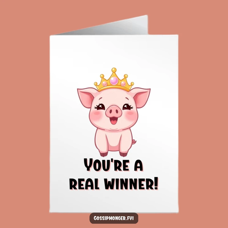 Congrats Card Free Printable: Piglet Bubble Crown Celebration Download
