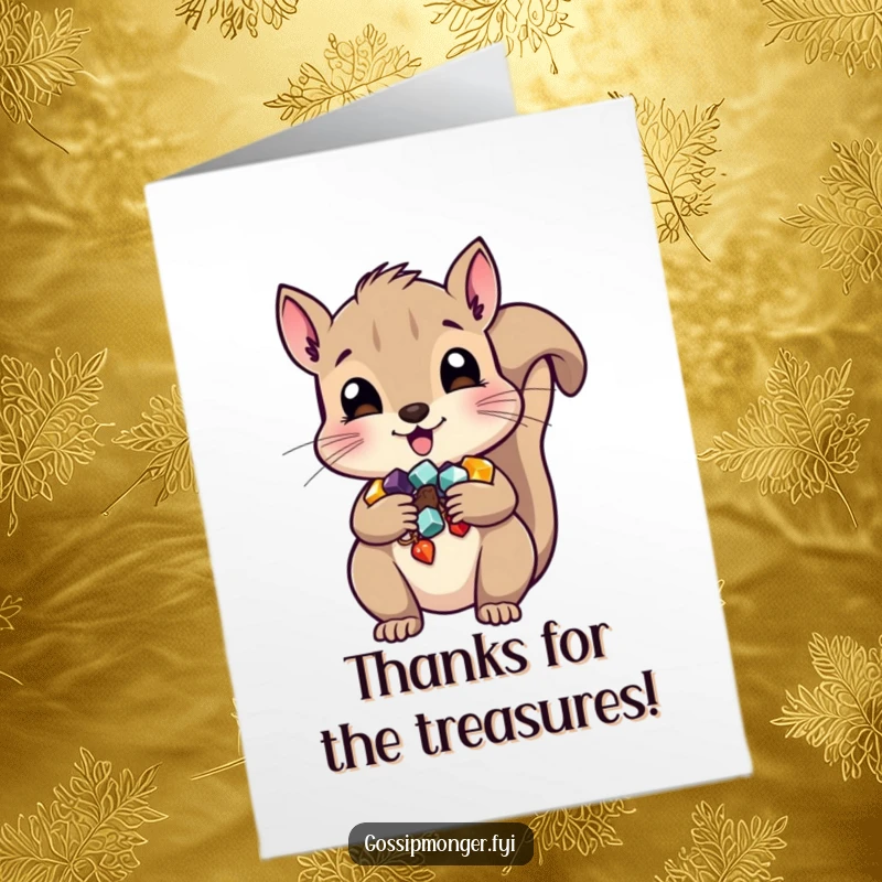 Funny Free Printable Squirrel Thank You Card, a mischievous squirrel with bulging cheeks, offering thanks in a quirky, memorable way.