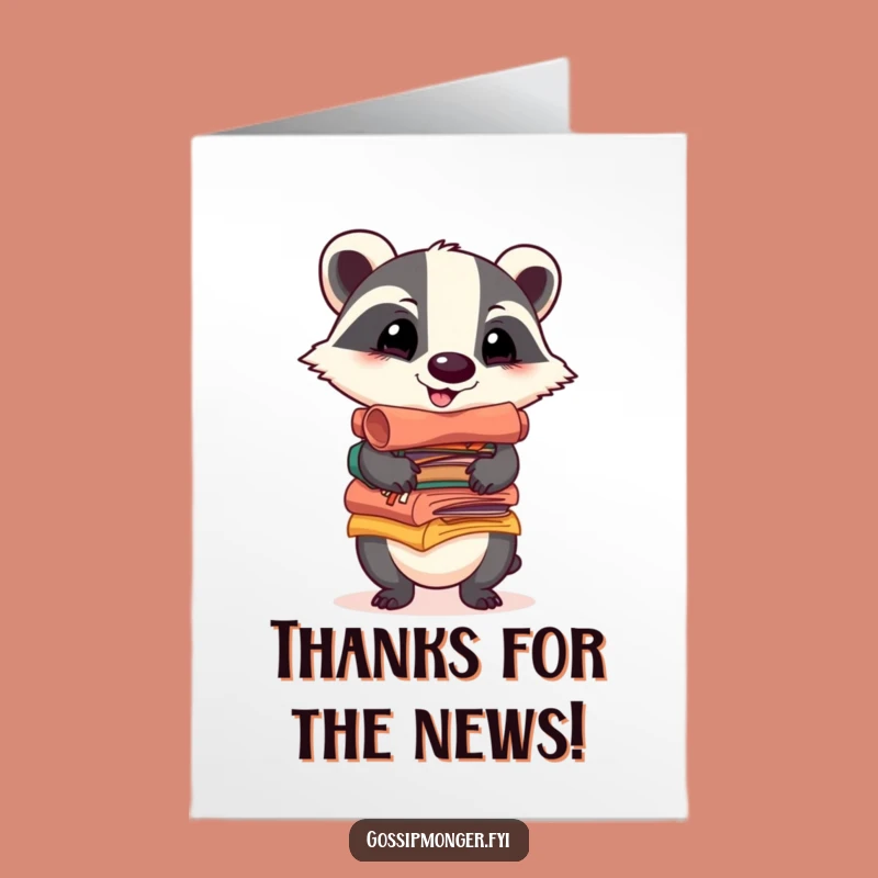 Free Printable Thank You Card: Badger Gossip Thanks Funny Downloadable Gift