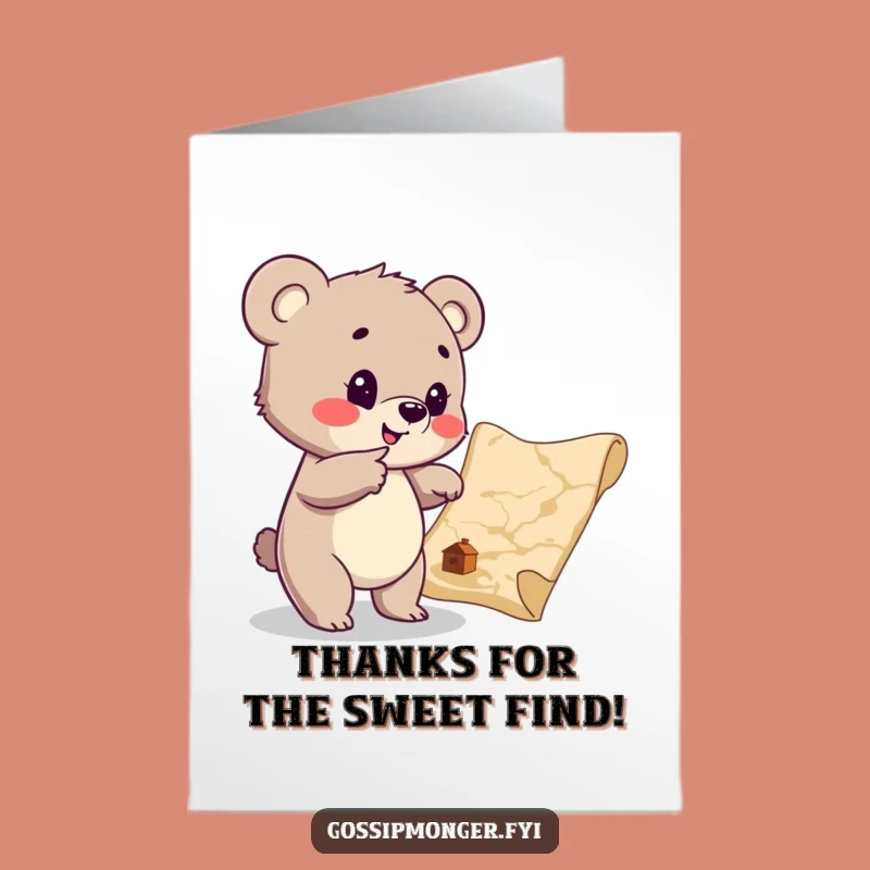 Free Printable Thank You Card: Bear Cub Treasure Map Thanks - Downloadable E-Card